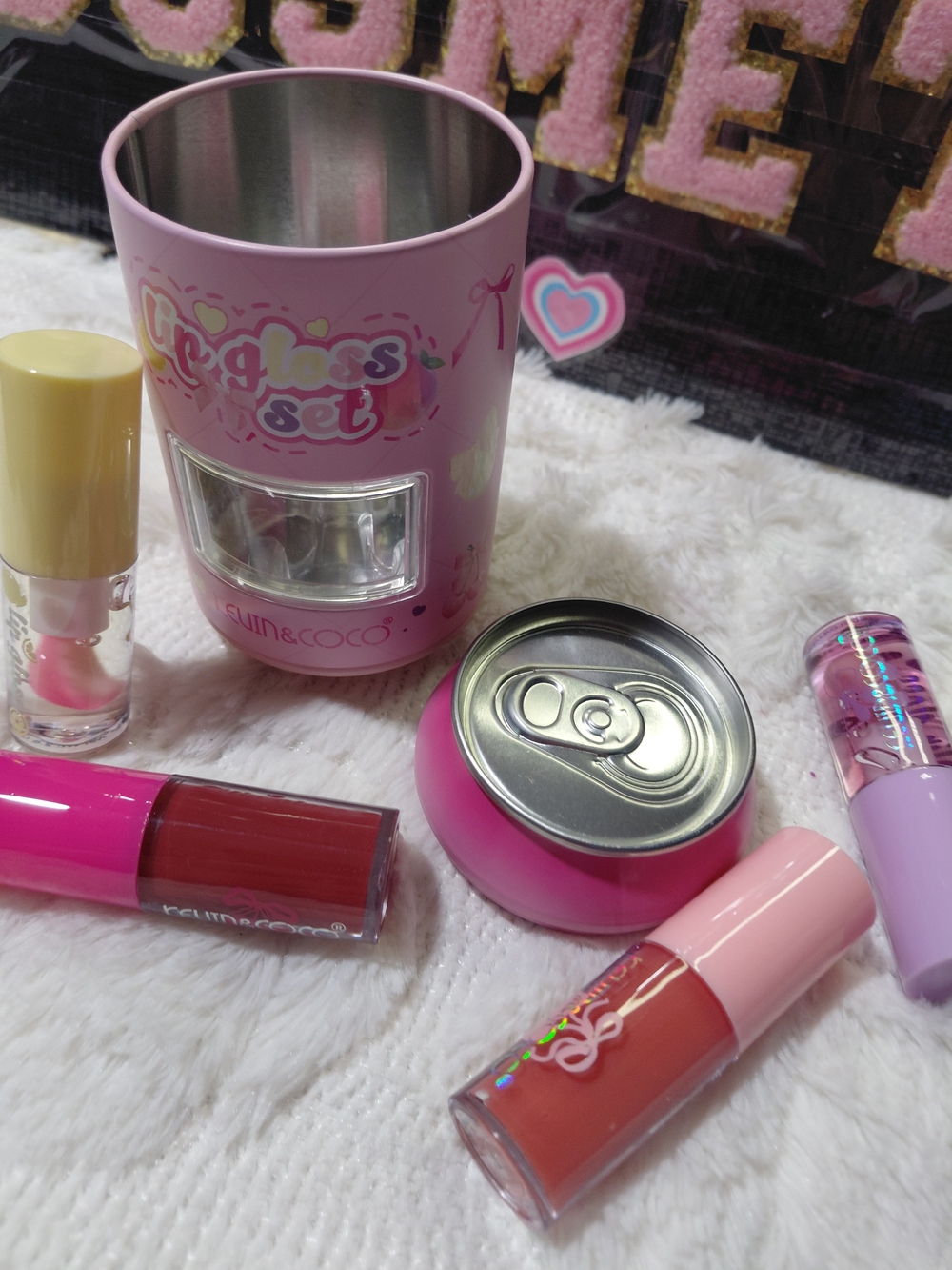 Pink Lip Gloss Set with Playful Packaging